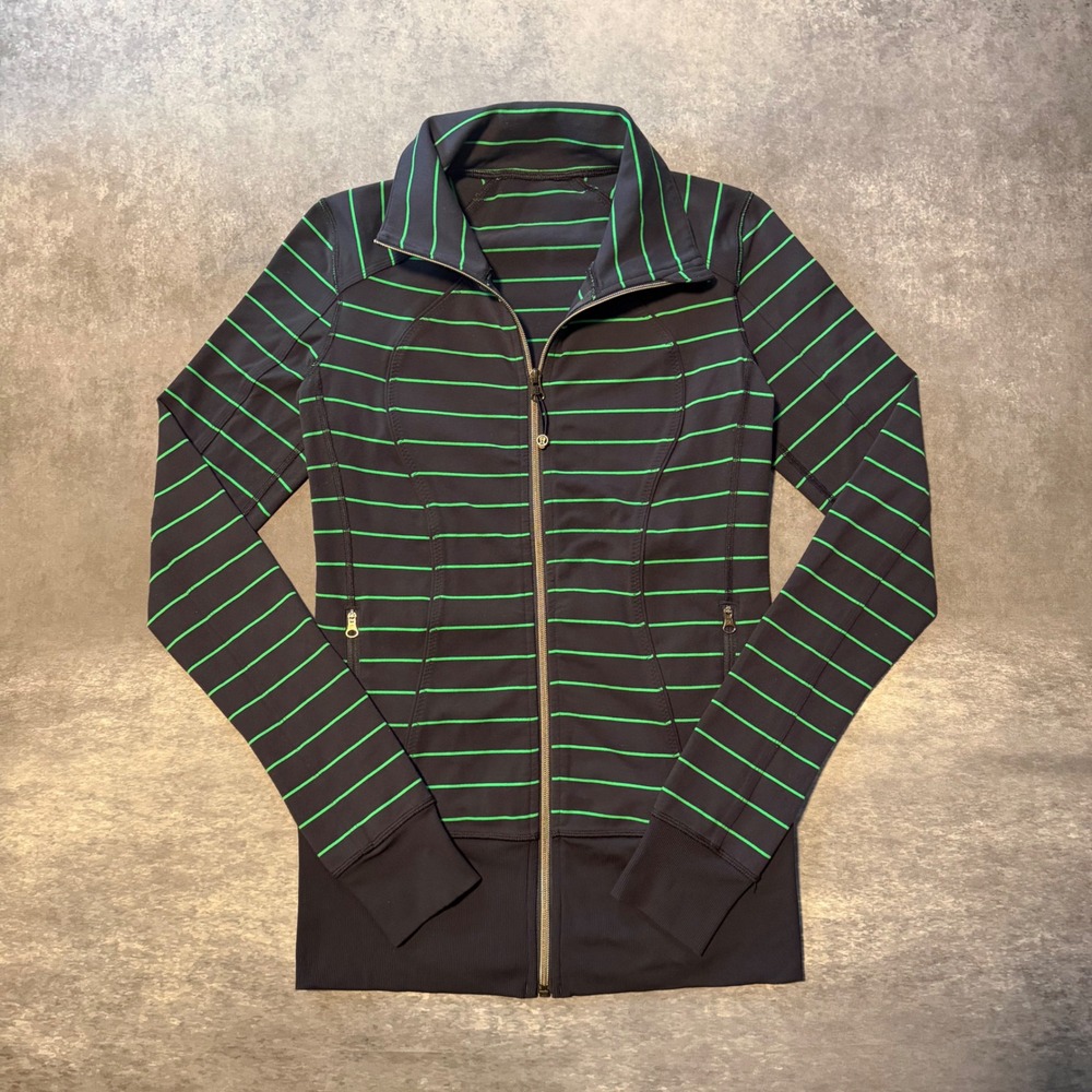 Lululemon Nice Asana Jacket Size 4 Slalom Stripe Full Zip Luon Yoga Activewear